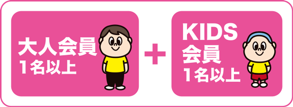 大人会員1名以上、KIDS会員1名以上
